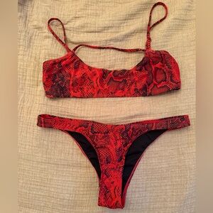 Red Snake Print Bikini Set